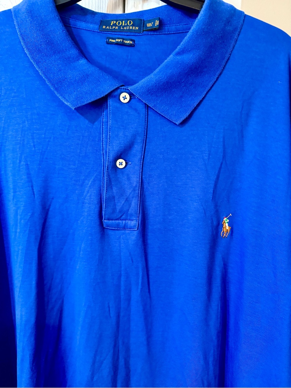 Polo Ralph Lauren Shirt Custom Pima Soft Touch Polo Mens 3XLT Blue Flesh Pony